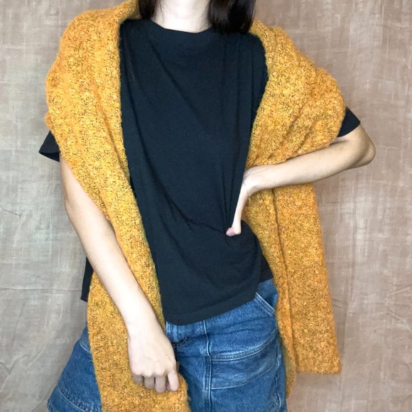 Fluffy Mustard Speckled Scarf - Picture 3 of 3